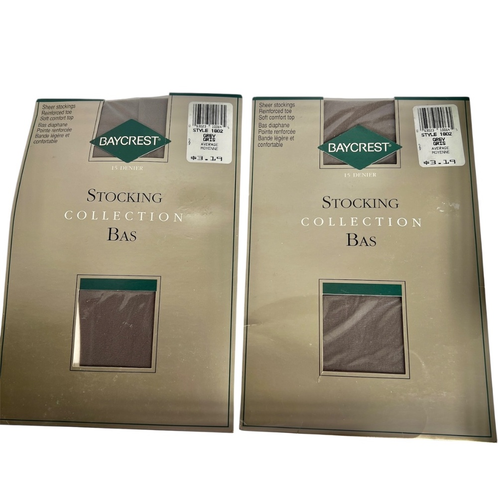 2 Pair Baycrest Stockings Size Average - 10 - Hosiery Grey Vintage NOS Nylons